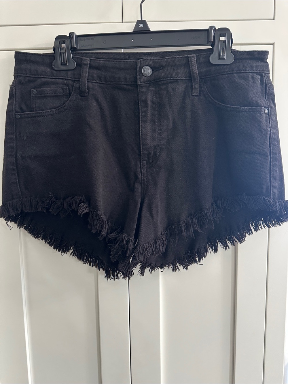 Women's Guess Black Frayed Hem Denim Shorts Sz 30